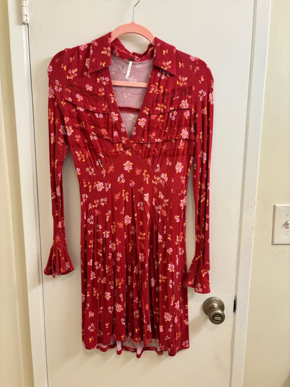 Free People Good Days Mini Dress in a red floral pop combo